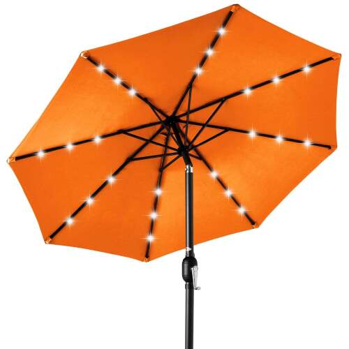 Solar LED Lighted Patio Umbrella w/ Tilt Adjustment, UV-Resistant- 10ft - Lot 5115