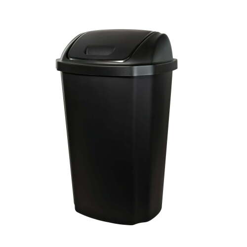 Hefty 13.5 gal Plastic Kitchen Swing Top Trash Can, Black, 4-Pack - Lot 5310