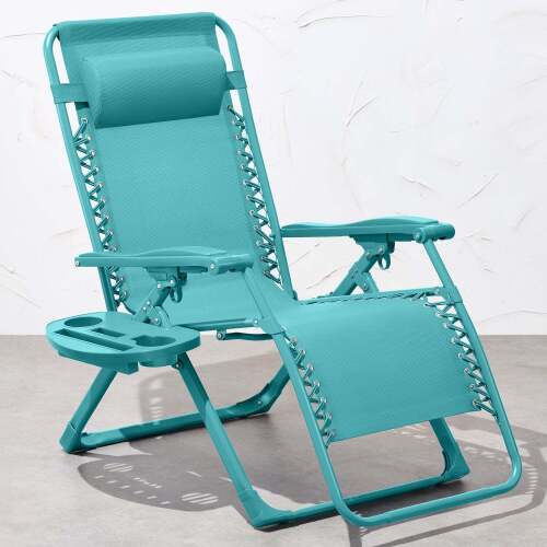 Monochromatic Zero Gravity Patio Chair Recliner w/ Side Tray, Headrest - Lot 5317