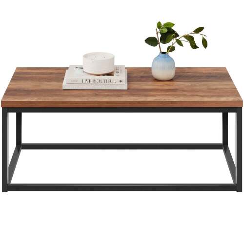 44in Modern Industrial Rectangular Wood Grain Coffee Table w/ Metal Frame - Lot 5506