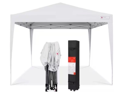 10 ft. x 10 ft. White Portable Adjustable Instant Pop Up Canopy with Carrying Bag - Lot 5507