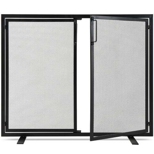 2-Door Wrought Iron Fireplace Screen w/ Magnetic Doors - 38.5x41in - Lot 5519