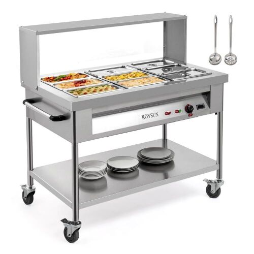 ROVSUN 72 QT 1500W 110V 9-Pan Electric Steam Table Food Warmer with Shelf - Lot 19