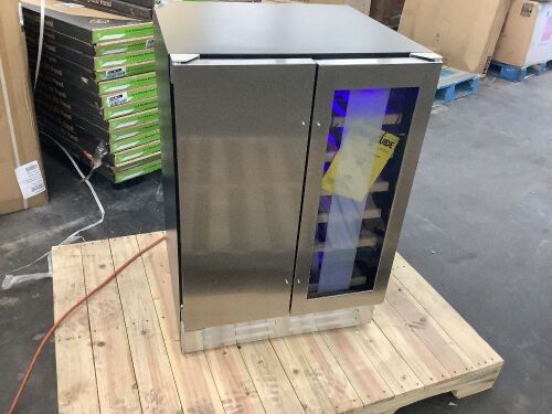 Velivi 24 in.Dual Zone 20-Wine Bottles and 88-Can Built-In and Freestanding with French Door Beverage Cooler in Stainless Steel - Dented - Lot 36