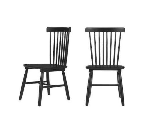 StyleWell Black Windsor Solid Wood Dining Chairs, Set of 2 - Lot 152