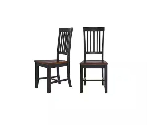 StyleWell Scottsbury Charcoal Black Wood Dining Chair with Slat Back and Walnut Brown Seat, Set of 2 - Lot 159