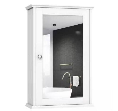 WELLFOR 13-1/2 in. W x 6 in. D x 21 in. H White Surface Mount Medicine Cabinet with Mirror - Lot 171