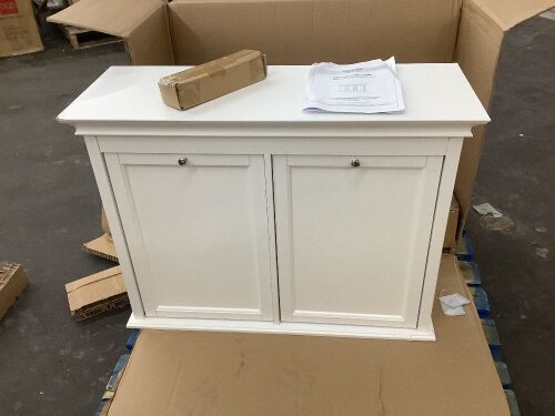 Home Decorators Collection Hampton Harbor 35 in. Double Tilt-Out Hamper in White - Lot 177