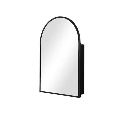 Dovelina 24 in. W x 36 in. H Arched Black Recessed/Surface Mount Medicine Cabinet with Mirror - Lot 184