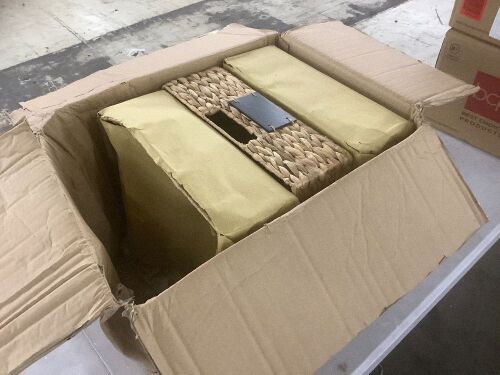 Set of 3 Water Hyacinth Pantry Baskets w/ Chalkboard, Marker - 13in - Lot 199