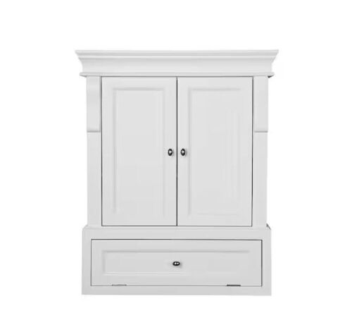 Home Decorators Collection Naples 26.5 in. W x 8 in. D x 32.8 in. H Bathroom Storage Wall Cabinet in White - Lot 270