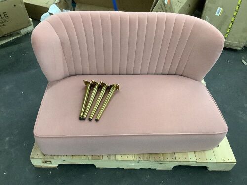 JAYDEN CREATION Carmita 47 in. Pink Velvet Tufted 2-Seats Loveseats Sofa with Golden Base - Missing Hardware - Lot 271