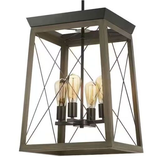 Progress Lighting Briarwood Collection 4-Light Antique Bronze Kitchen Farmhouse Pendant Hanging Light - Lot 274