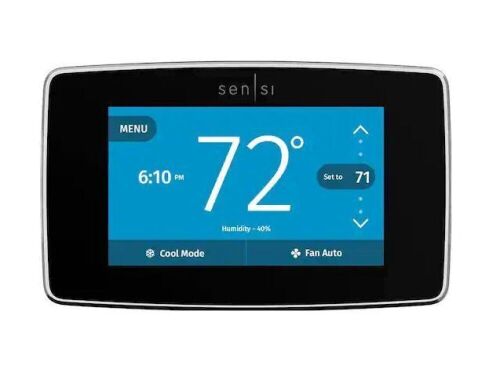 Emerson Sensi Touch 7-day Programmable Wi-Fi Smart Thermostat with Touchscreen Color Display, C-wire Required - Black - Lot 277