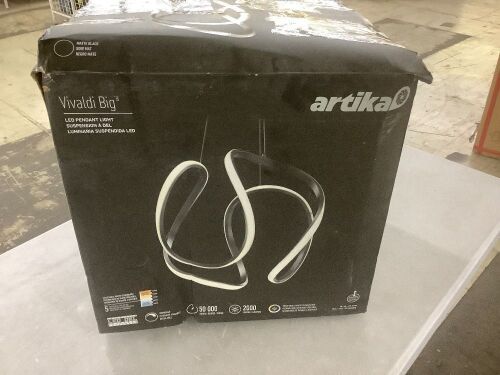 Artika Vivaldi Big 25-Watt 1 Light Black Modern 5 CCT Integrated LED Pendant Light Fixture  - Lot 278