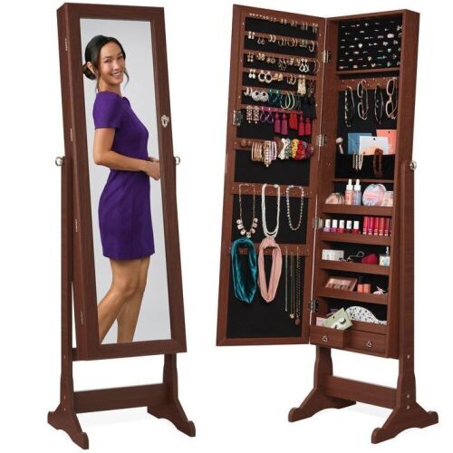 Full Length Freestanding Jewelry Mirror Armoire w/ Velvet Interior - Lot 287