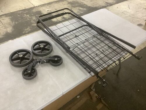 Folding Steel Grocery Cart w/ Double Basket, Swivel Wheels, 220lb Cap - Lot 292
