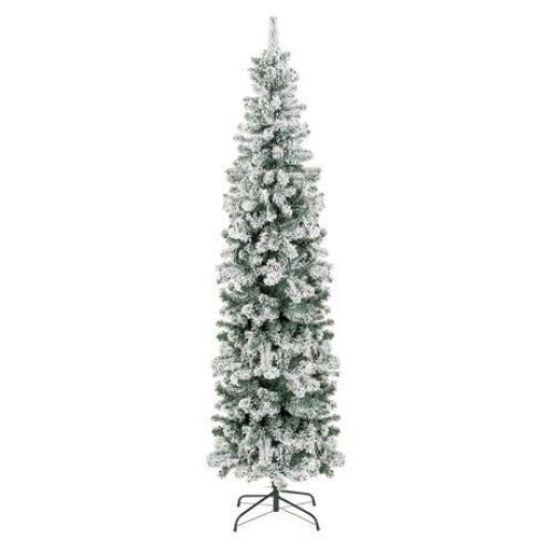 6' Snow Flocked Artificial Pencil Christmas Tree w/ Stand - Lot 298