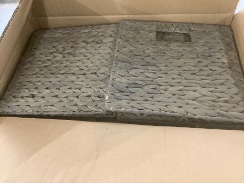 Set of 5 Collapsible Hyacinth Storage Baskets w/ Inserts - 10.5x10.5in - Lot 327