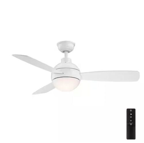 Home Decorators Collection Alisio 44 in. LED White Ceiling Fan with Light and Remote Control - Lot 332