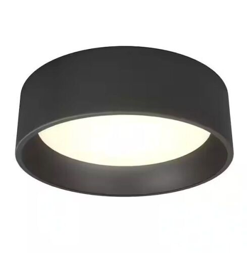 Artika Alton 13 in. 1-Light Modern Black Integrated LED 3 CCT Flush Mount Ceiling Light Fixture - Lot 394