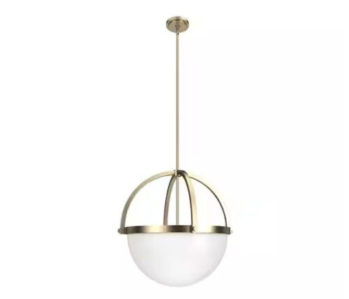 Hunter Wedgefield 4-Light Alturas Gold Island Pendant Light with Frosted Glass Shade - Lot 478