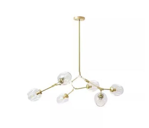 Bella Depot 6-Light Clear Modern Linear Chandelier with Gold Adjustable Arms and Glass Shades - Lot 479
