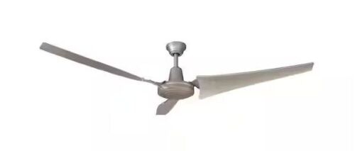 Hampton Bay Industrial 60 in. Indoor/Outdoor Brushed Steel Ceiling Fan with Wall Control, Downrod and Powerful Reversible Motor - Lot 485