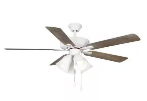 Progress Lighting AirPro 52 in. Indoor White Transitional Ceiling Fan with 3000K Light Bulbs Included with Remote - Lot 491