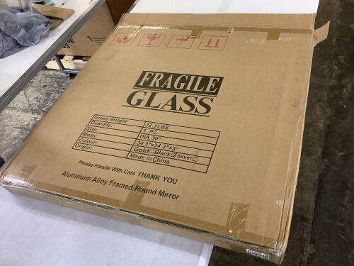 34" Aluminum Alloy Framed Round Mirror  - Lot 561