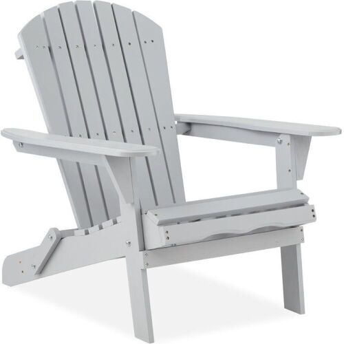 Folding Wooden Adirondack Chair, Accent Furniture w/ Natural Woodgrain - Lot 650