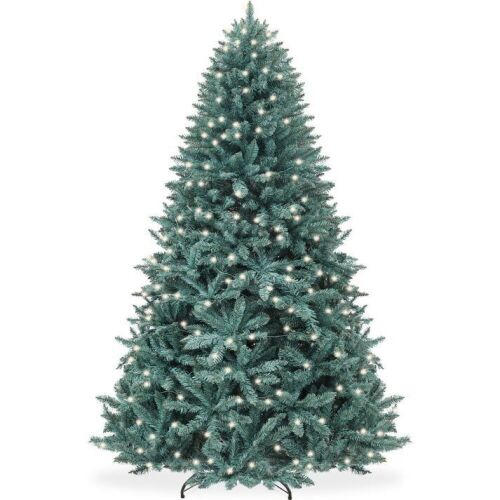 7.5' Pre-Lit Blue Spruce Christmas Tree w/ Foldable Base, Incandescent Lights - Lot 656