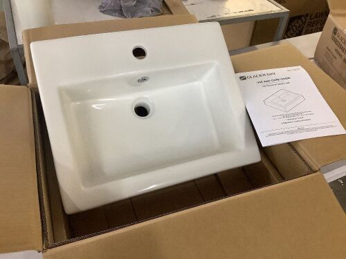 Glacier Bay 20 in. Ceramic Rectangular Vessel Bathroom Sink in White - Lot 669