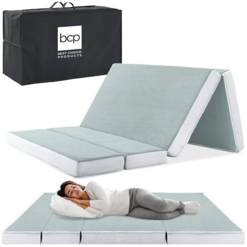 Full Folding Portable Seafoam Mattress Topper w/ Plush Foam - 4in - Lot 680