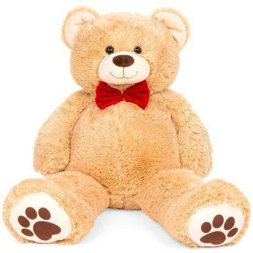 Giant Plush Teddy Bear Stuffed Animal w/ Bow Tie, Paw Prints - 35in - Lot 685