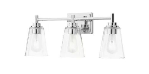 Hampton Bay Wakefield 22 in. 3-Light Chrome Modern Vanity with Clear Glass Shades - Lot 691