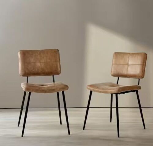 StyleWell Blackburn Mid-Century Modern Cognac Faux Leather Upholstered Dining Chairs, Set of 2 - Lot 757