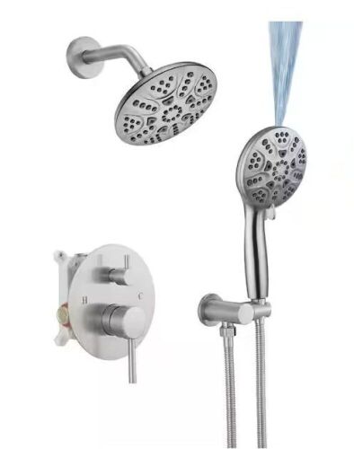 Single Handle 5-Spray Round Shower Faucet 2.5 GPM with Adjustable Flow Rate in. Brushed Nickel  - Lot 763