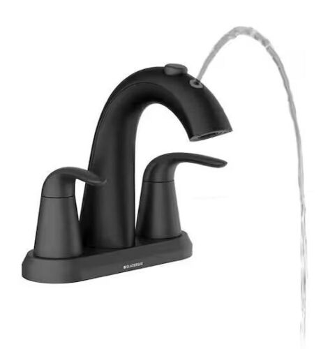 Glacier Bay Nadina 4 in. Centerset Double Handle Bathroom Fountain Faucet in Matte Black - Lot 765
