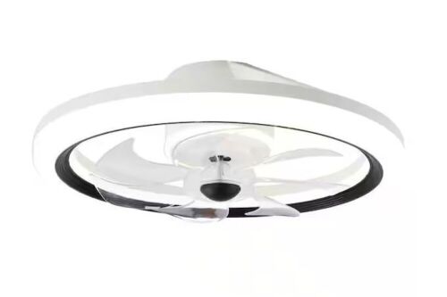 Bella Depot 20 in. LED Indoor White Low Profile 6-Speed Ceiling Fan DC Motor Flush Mount Lighting with Dimmable Light and Remote - Lot 796