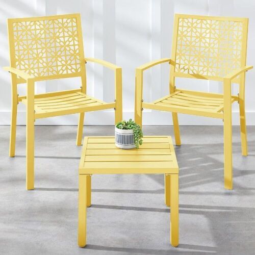 3-Piece Stackable Steel Outdoor Conversation Bistro Set - Lot 894