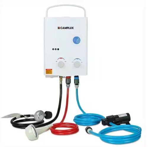 CAMPLUX 1.32 GPM 34,000 BTU Outdoor Portable Propane Tankless Water Heater Set - Lot 57