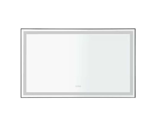 Andrea 60 in. W x 36 in. H Large Rectangular Metal Framed Dimmable AntiFog Wall Mount LED Light Bathroom Vanity Mirror in Black - Lot 51