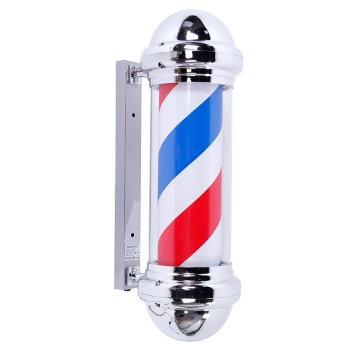 OmySalon 28in Classic Style Barber Pole LED Light with Rotating Red White Blue LED Strips  - Lot 62