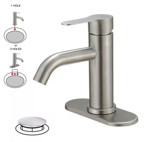BWE Single Hole Single-Handle Bathroom Faucet in Brushed Nickel - Lot 852