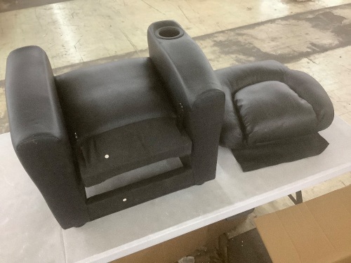 Push Back PVC Kids Recliner Chair with Footrest and Cup Holders - Lot 161