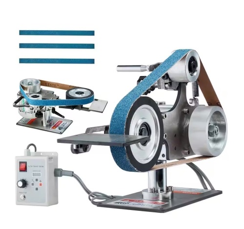 VEVOR Belt Grinder Sander, 30 x 1-in. Variable Speed Belt Polisher with VFD, 550W Polishing Grinding Machine - Lot 318