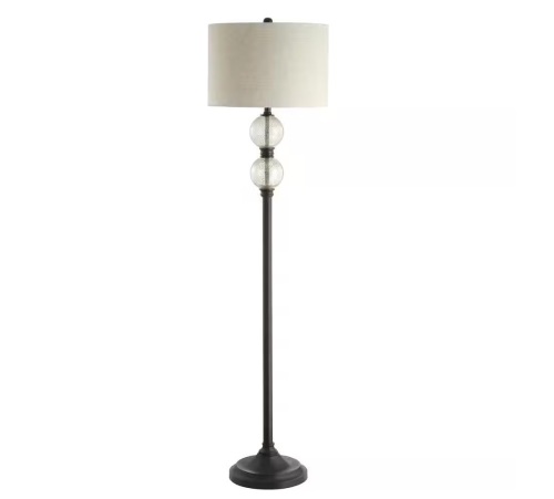 JONATHAN Y January 60 in. Glass/Metal LED Floor Lamp, Mercury Glass/Oil Rubbed Bronze - Lot 568
