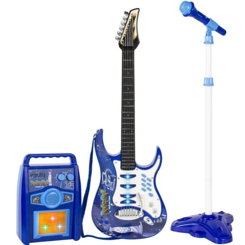 Kids Electric Guitar Toy Play Set w/ 6 Songs, Microphone, Amp - Lot 665