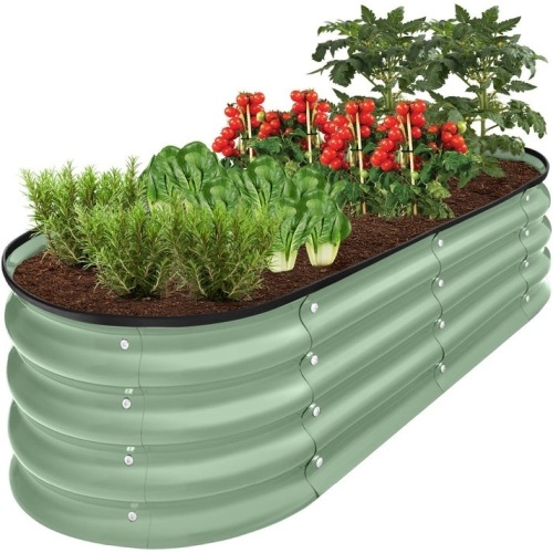 Outdoor Raised Metal Oval Garden Bed, Planter Box - 4x2x1ft - Lot 140